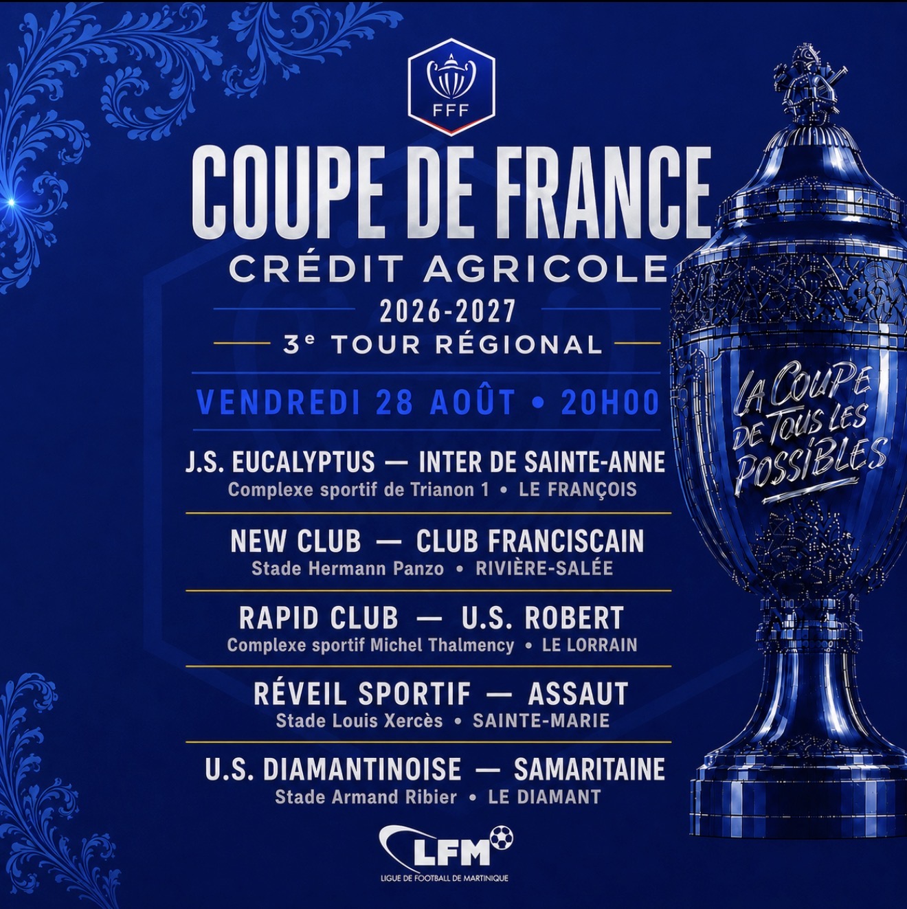 Coupe de France 2026-2027, 3e tour régional : la suite des affiches du vendredi 28 août