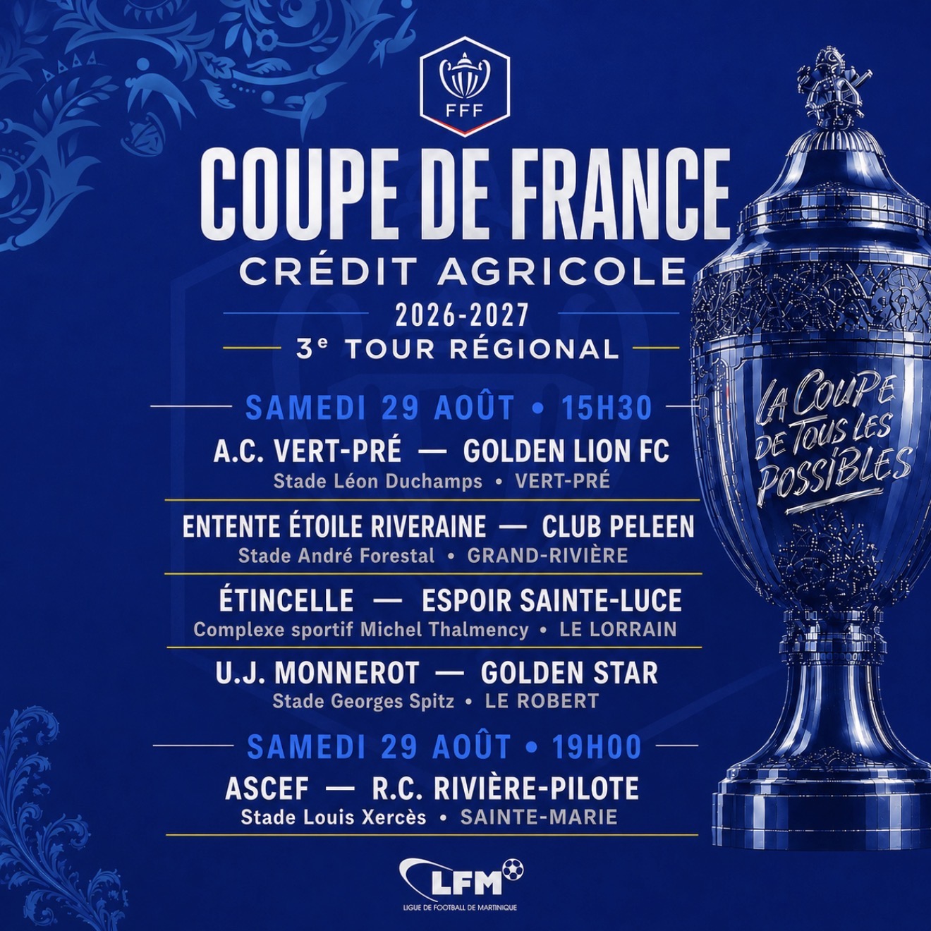 Coupe de France 2026-2027, 3e tour régional : les affiches du samedi 29 août