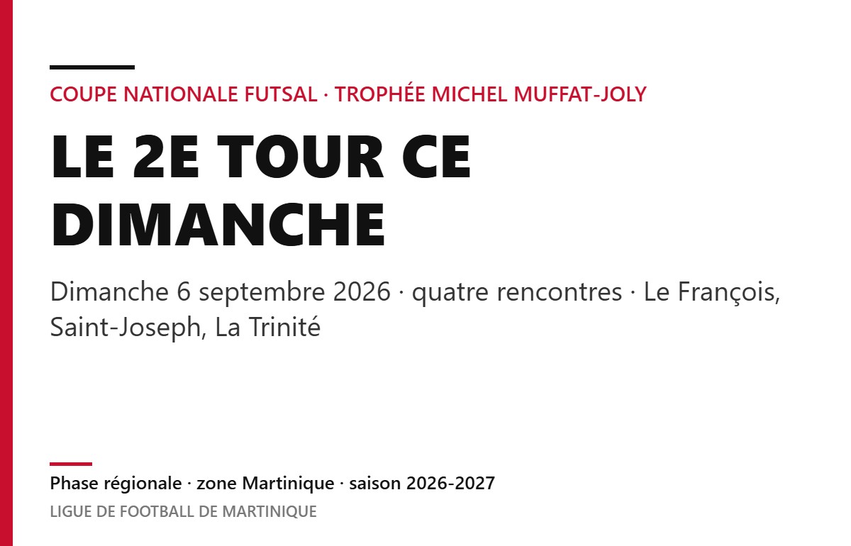 Coupe Nationale Futsal : le 2e tour, dimanche 6 septembre 2026
