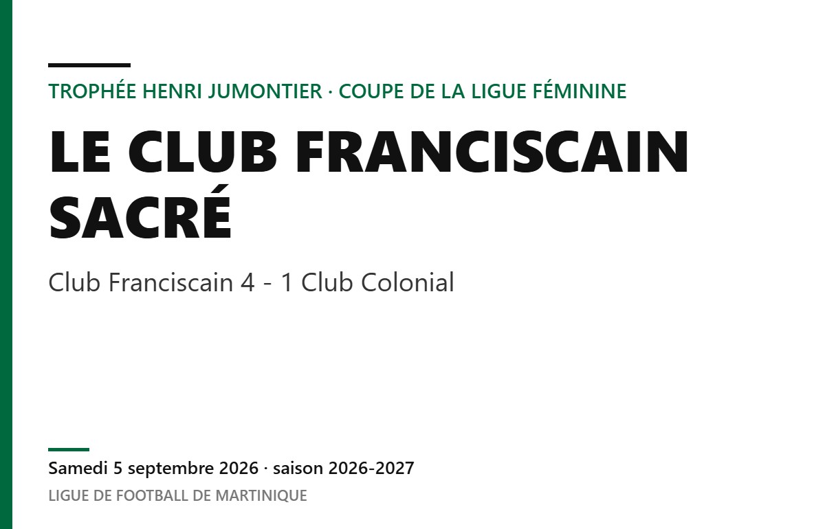 Trophée Henri Jumontier 2026-2027 : le Club Franciscain vainqueur