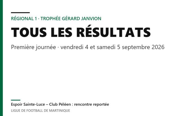 Régional 1 – Trophée Gérard Janvion : les résultats de la première journée