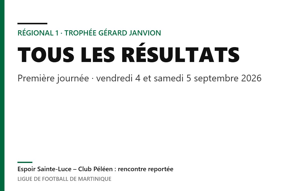 Régional 1 – Trophée Gérard Janvion : les résultats de la première journée