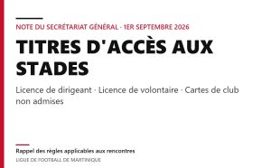 Titres d'accès aux stades — rappel du Secrétariat général