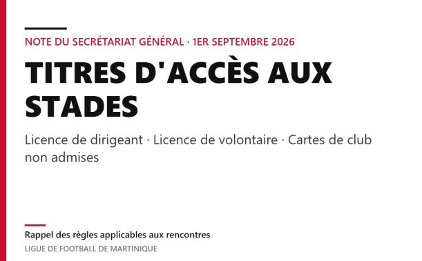 Titres d'accès aux stades — rappel du Secrétariat général